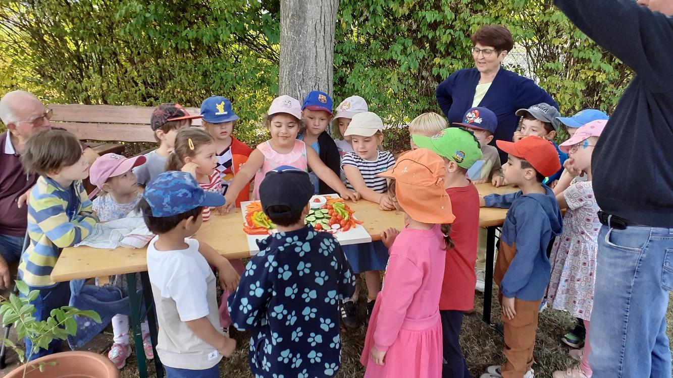 Beim Besuch des Obst- und Gartenbauvereins Eppelborn lernten die Kinder viel über heimisches Obst und Gemüse