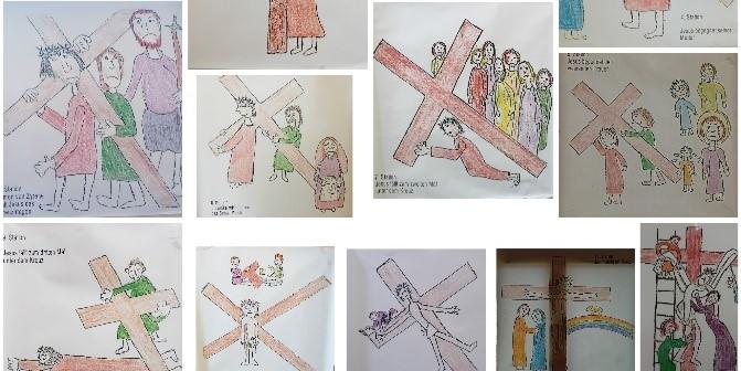 Der Kreuzweg wurde den Kindern auf einfache Art näher gebracht