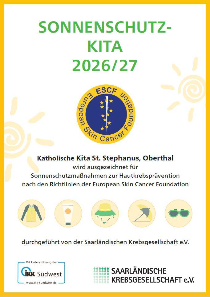 Zertifikat der kath. Kita St. Stephanus Oberthal